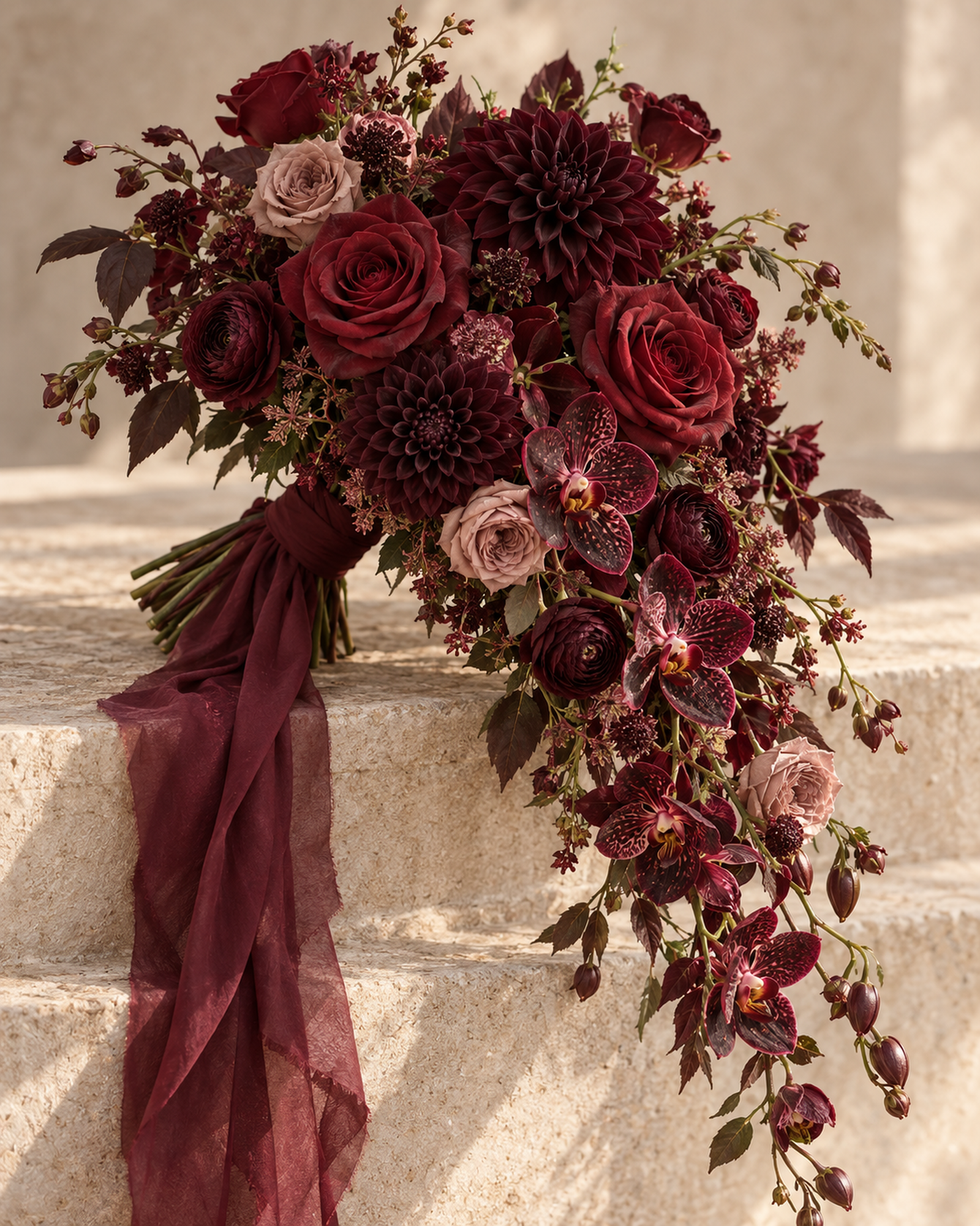 Burgundy & Wine wedding flowers