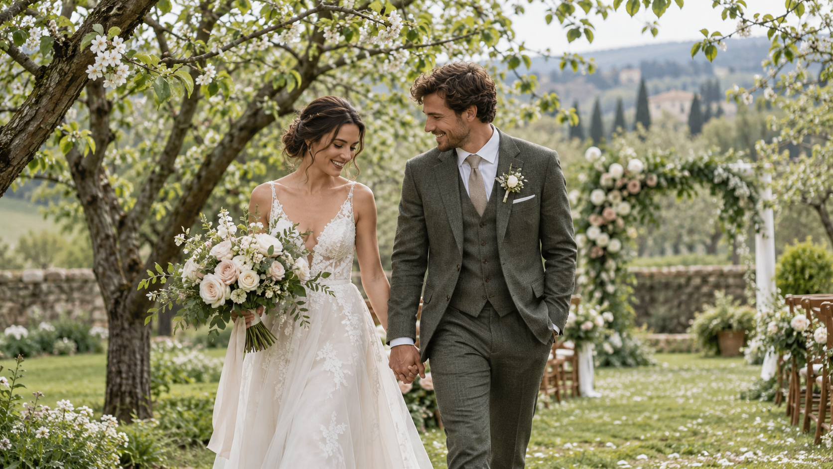 Spring Weddings wedding celebration with a seasonal bridal bouquet
